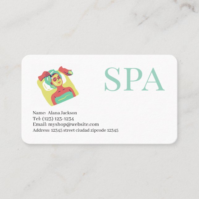 carte de visite modifiable des services spa (Devant)