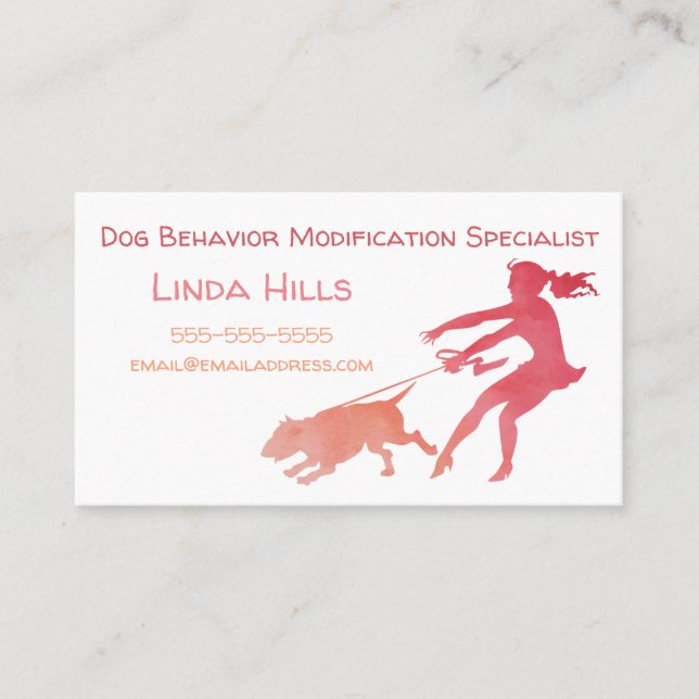 Carte De Visite Modification de comportement de chien d'aquarelle (Devant)