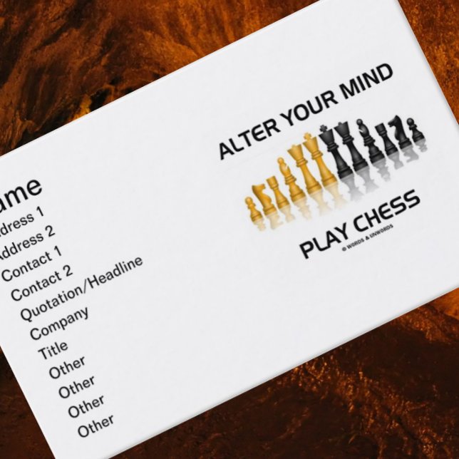 Carte De Visite Modifier Votre Esprit Jouer aux échecs (jeu d'éche (Business card for any die-hard chess player who desires for others to alter their minds & play chess)