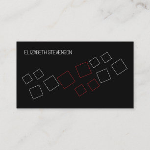 Carte De Visite Moins géométrique Chic Monogramme Rouge Noir Blanc