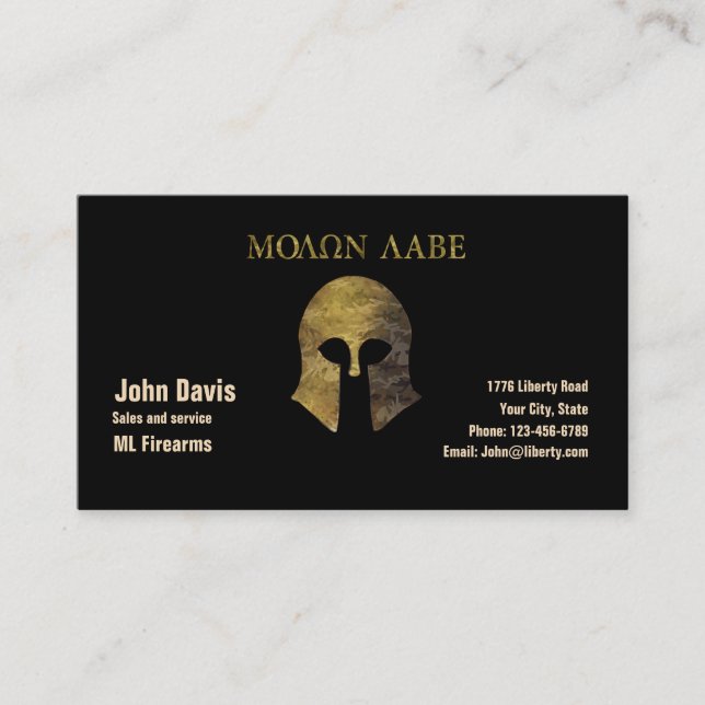 Carte De Visite Molon Labe, viennent les prendre (la version de (Devant)