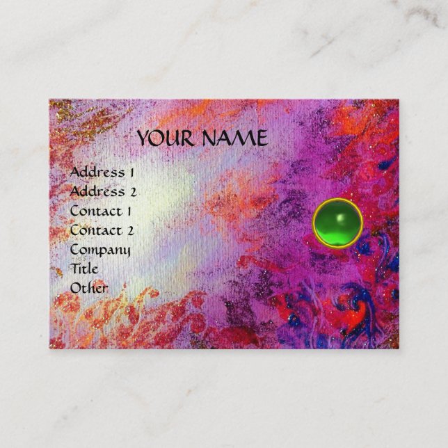 Carte De Visite MON EMERALD AGATA, perle verte violette brillante (Devant)