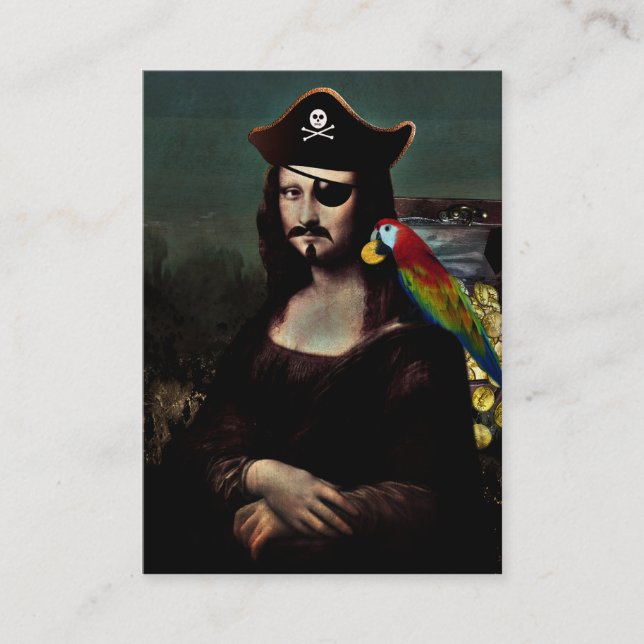 Carte De Visite Mona Lisa Pirate Capitaine Avec Moustache (Devant)