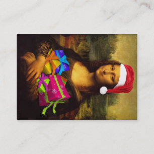 Carte De Visite Mona Lisa souhaitant le Joyeux Noël