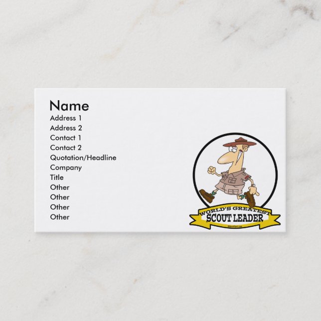 CARTE DE VISITE MONDE LE PLUS GRAND SCOUT LEADER HOMME CARTOON (Devant)