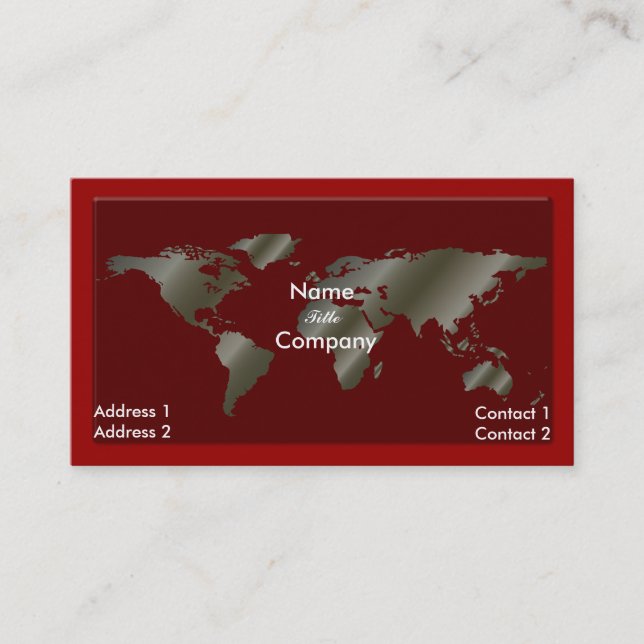 Carte De Visite Mondialisation/argent/carte de visite rouge (Devant)