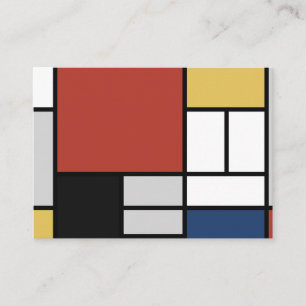 Carte De Visite Mondrian Peinture Rouge Plane Jaune Noir Gris Bleu