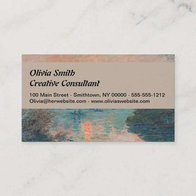 Carte De Visite Monet Sunset Seine Beaux-Art Impressionnisme (Devant)