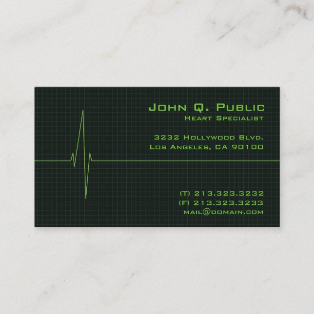 Carte De Visite Moniteur cardiaque Médicale (Devant)