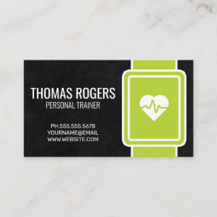 Carte De Visite Moniteur cardiaque vert Formateur personnel