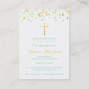Carte De Visite Monnaie de communion et Confetti d'or