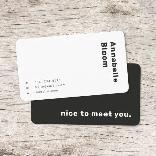Carte De Visite Monochrome moderne moderne minimaliste noir et bla