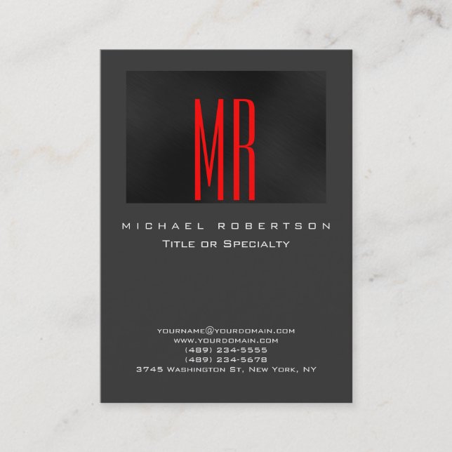 Carte de visite Monogram Black Red Grey (Devant)