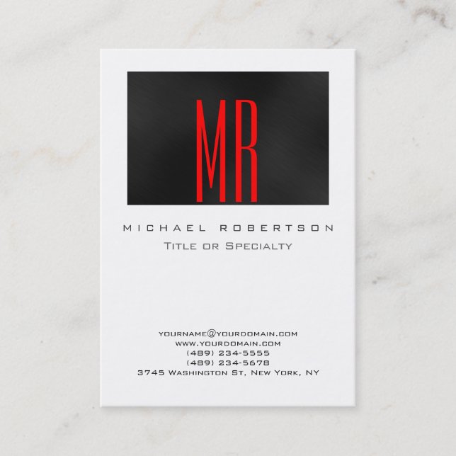 Carte de visite Monogram Black Red White Chubby (Devant)