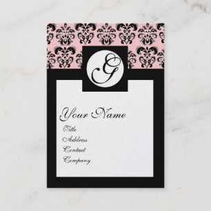 Carte De Visite MONOGRAM CARRÉ DAMASK CLASSIQUE, perle rose