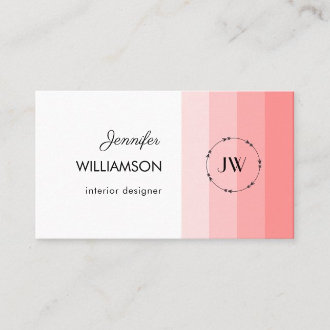 Carte De Visite Monogram Coral Pink Pastel (Devant)