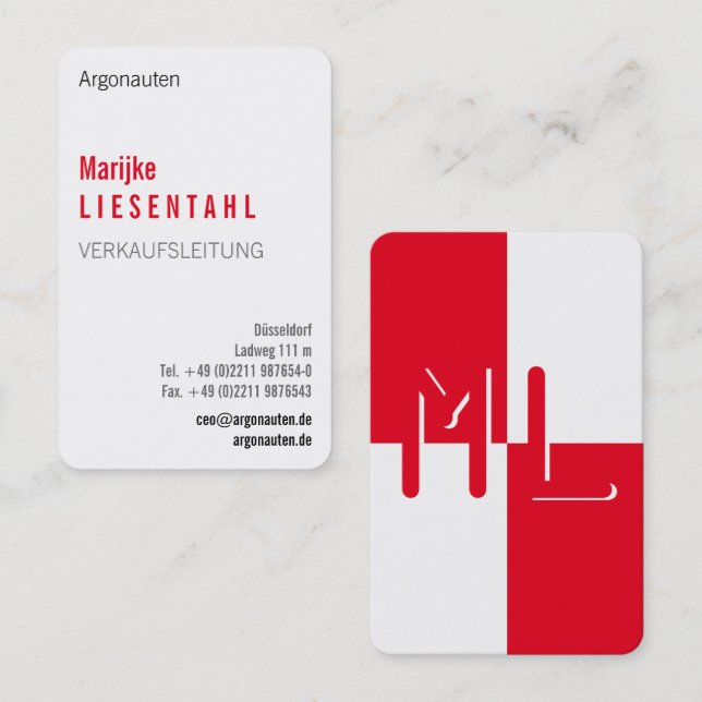 Carte de visite monogram de haut format (Devant / Derrière)