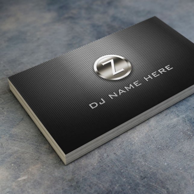Carte De Visite Monogram DJ Professional Steel Metallic (Créateur téléchargé)
