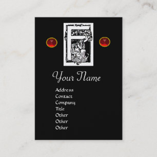 Carte De Visite MONOGRAM F, RUBY Pearl Paper