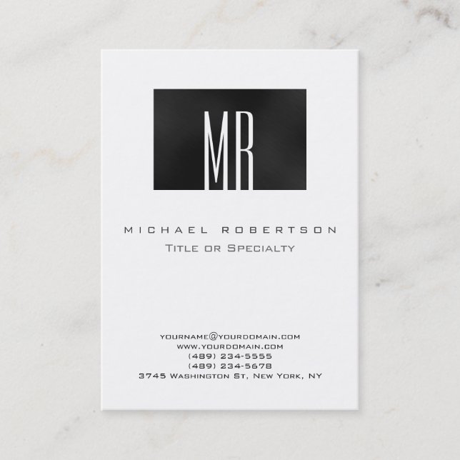 Carte de visite Monogram Grey White Chubby (Devant)