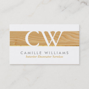 Carte De Visite MONOGRAM LOGO cool bois rustique grain look gris