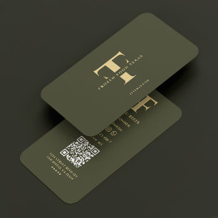 Carte De Visite Monogram Logo de la société F T Green Army Moderne