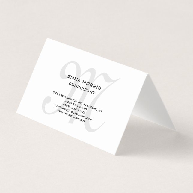 Carte De Visite Monogram Modern Simple Minimalist Plain (Devant)