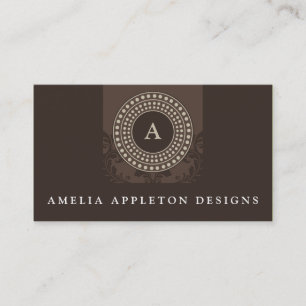 Carte De Visite MONOGRAM moderne chic élégant rotor brun taupe