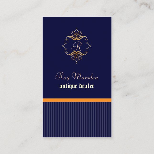 Carte De Visite Monogram+pinstripes/do-it-yourself arrière - plan (Devant)