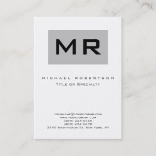 Carte de visite Monogram Silver Grey White Chubby