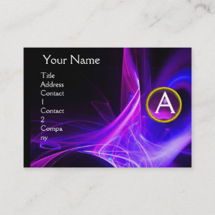 Carte De Visite MONOGRAM SWIRLGEM Vibrant noir bleu rose rose viol