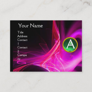 Carte De Visite MONOGRAM SWIRLGEM Vibrant noir rose violet vert