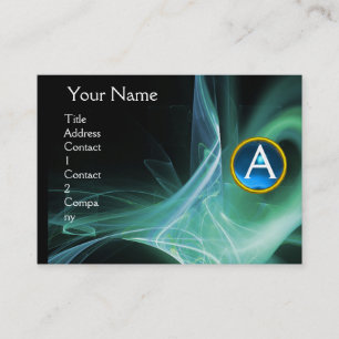 Carte De Visite MONOGRAM SWIRLGEM Vibrant noir vert bleu