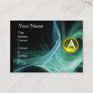 Carte De Visite MONOGRAM SWIRLGEM Vibrant noir vert jaune