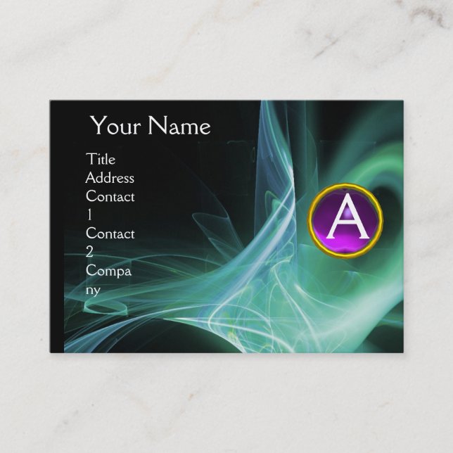 Carte De Visite MONOGRAM SWIRLGEM Vibrant vert noir violet (Devant)