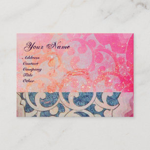 Carte De Visite MONOGRAM VAGUES, vibrante, violet bleu rose