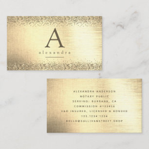 Carte De Visite Monograme de Gold Glitter Foil