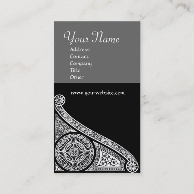 Carte De Visite MONOGRAMME 3 gris (Devant)