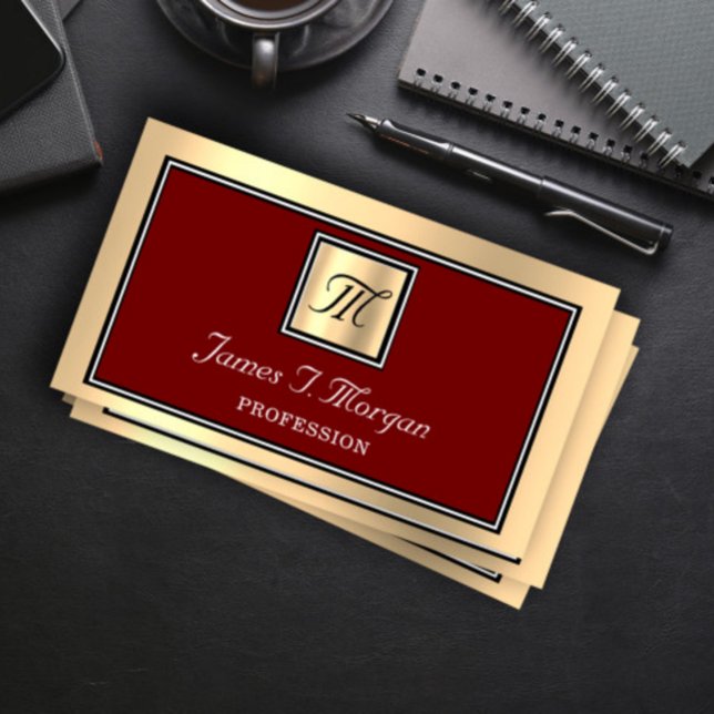 Carte De Visite Monogramme à cadre VIP Brown or professionnel (Créateur téléchargé)