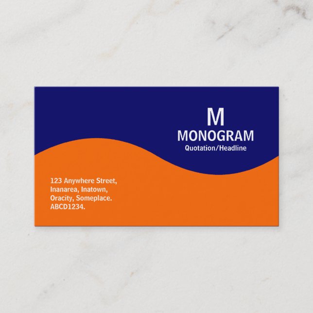 Carte De Visite Monogramme à demi onde - orange avec 000066 (Devant)