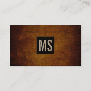Carte De Visite Monogramme à deux lettres / Boîte noire / Grunge r