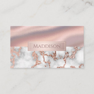 Carte De Visite Monogramme à huile Rose de luxe en marbre doré