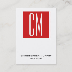 Carte De Visite Monogramme à la mode unique rouge blanc
