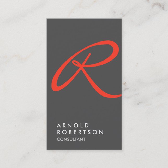 Carte de visite Monogramme à tendance gris-rouge c (Devant)
