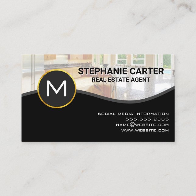 Carte De Visite Monogramme | Agent immobilier | Cuisine moderne (Devant)