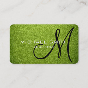Carte De Visite Monogramme Android Revêtement en cuir vert
