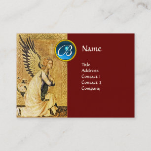 Carte De Visite MONOGRAMME ANGEL ANNONCE, Sapphire Bleu, rouge