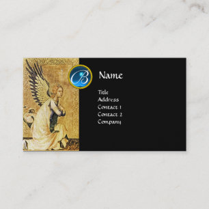 Carte De Visite MONOGRAMME ANGEL ANNONCIÉ, or saphir bleu