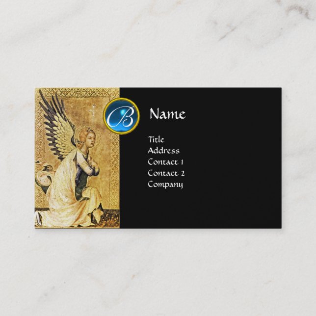 Carte De Visite MONOGRAMME ANGEL ANNONCIÉ, or saphir bleu (Devant)