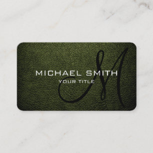 Carte De Visite Monogramme Armée Green Leather Look